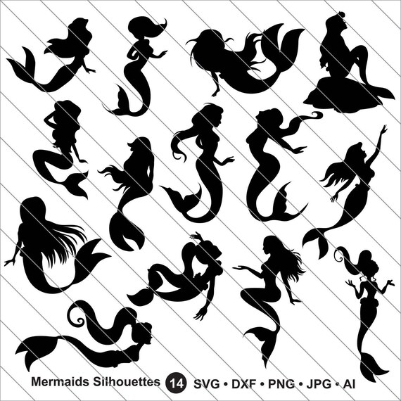 Download Mermaid Silhouettes Svg Mermaid Clipartbundle Svgmermaid Etsy