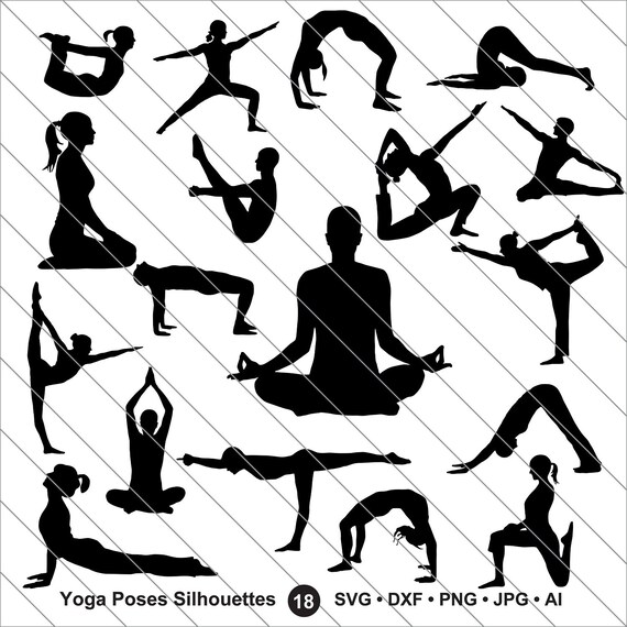 Yoga Poses Silhouettes Svg Yoga Clipart Bundle Svg Yoga Svg Etsy