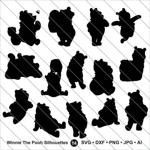 Download Winne The Pooh Silhouettes Svg The Pooh Clipart Winne The Etsy PSD Mockup Templates