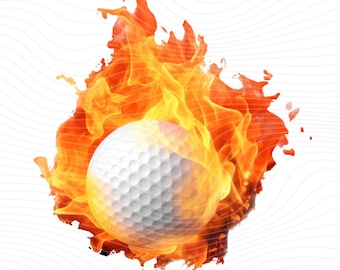Golf Ball On Fire PNG, Golf Ball Clipart, Golf Ball PNG, Flaming Golf Ball Sublimation Designs - Digital Download