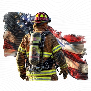 Firefighter America Flag PNG: 4th of July Sublimation (Digital Download)