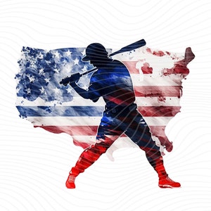 Baseball Player Flag Clipart: Watercolor USA Design (Digital Download)