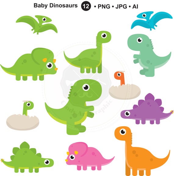 Baby Dinosaurs Clipartdinosaurscute Dinobaby Etsy