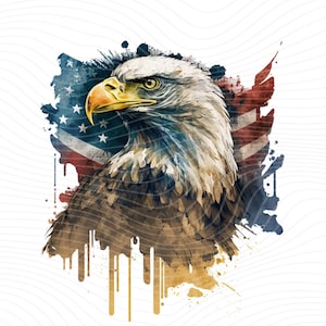 Patriotic Eagle Watercolor Clipart: America Eagle PNG (Digital Download)