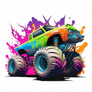 Monster Truck Clipart, Monster Truck PNG, Monster Truck Sublimation Designs - Digital Download