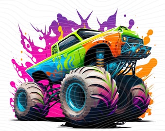 Monster Truck Clipart: PNG Sublimation Designs (Digital Download)