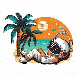 Astronauta relajante en el espacio PNG, Astronauta PNG, Diseño de sublimación de astronauta - Descarga digital
