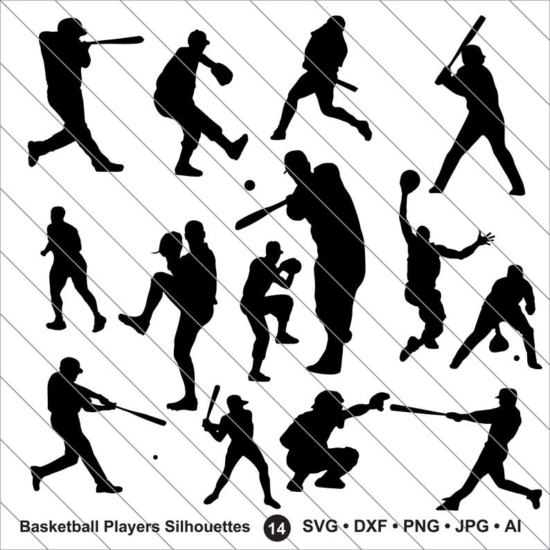 Download Baseball Silhouettes SVG bundle svg baseball player svg Cut | Etsy