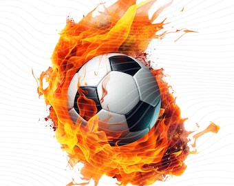 Soccer Ball On Fire PNG, Soccer Ball Clipart, Soccer Ball PNG, Flaming Soccer Ball Sublimation Designs - Digital Download