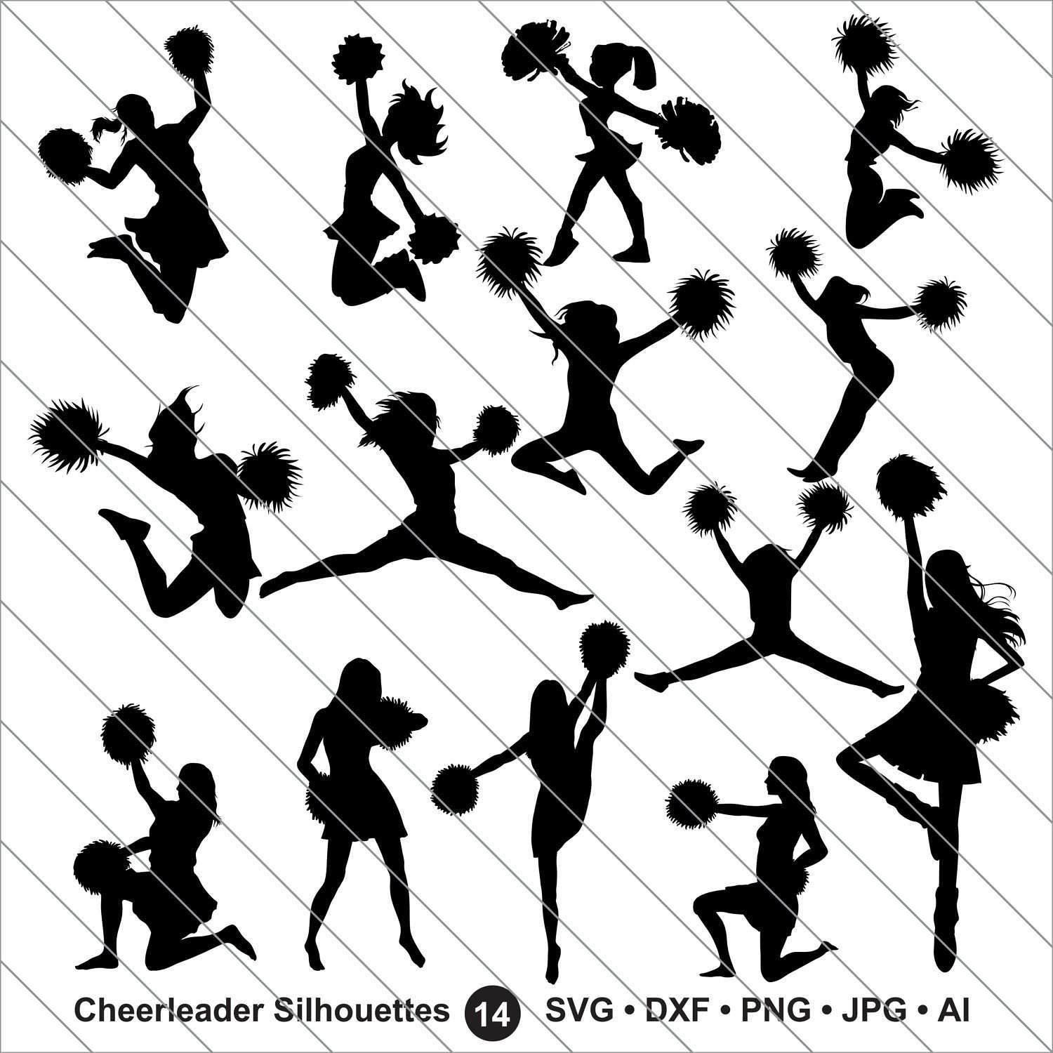 Download Cheerleader Silhouettes SVG Cheerleader Clipart bundle svg ...