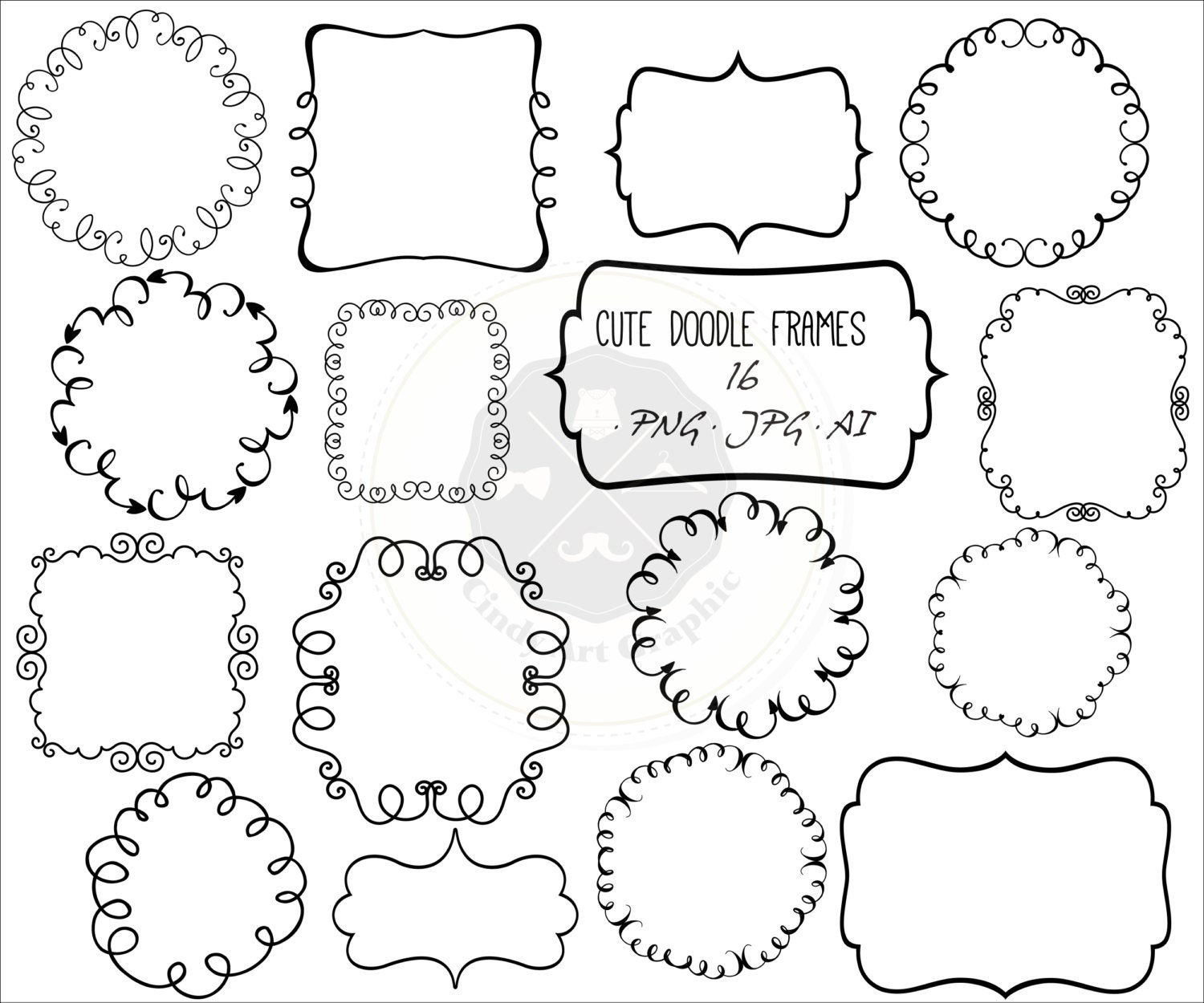 Cute Doodle Frames Clipartframe Clipartdoodle Borders Etsy