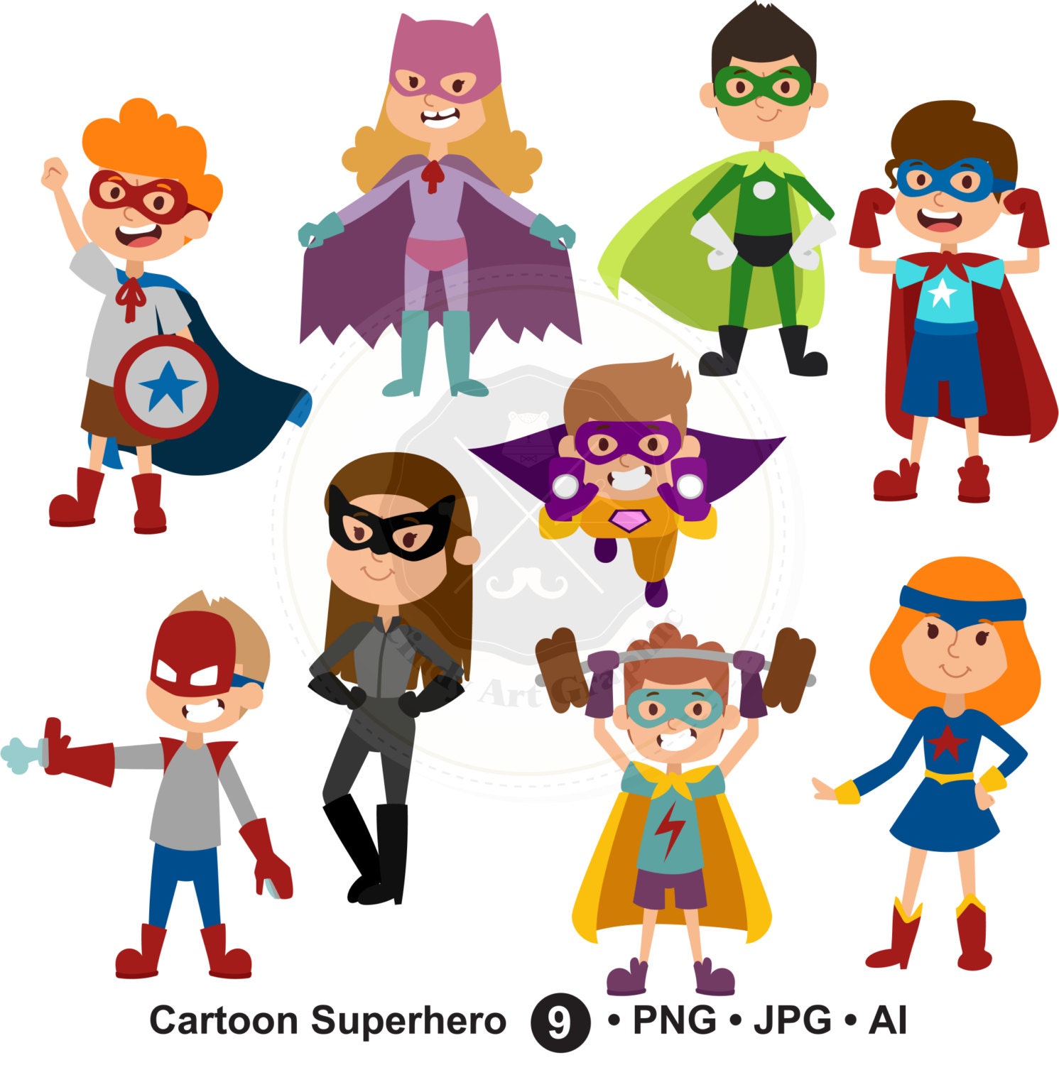 superhero cartoon clipart