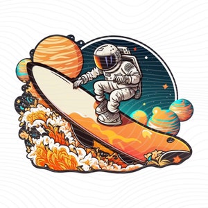 Astronauta surfeando PNG, Astronauta PNG, Diseño de sublimación de astronauta - Descarga digital