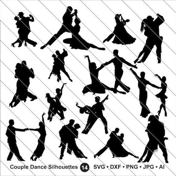 Couple Dance Silhouettes Svg Ballroom Dancing Couple Dance Svg Cut File Dxf Png Use With Silhoutte Studio Cricut Instant Download