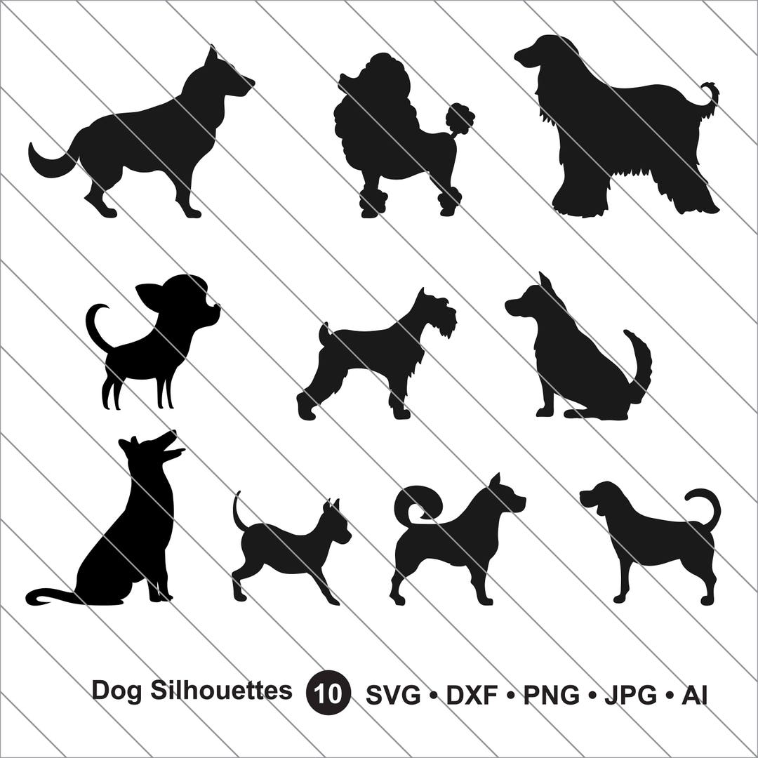 Dog Silhouettes SVG Dog Clipart Bundle Svg Animal Svg Dog - Etsy Canada