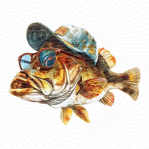 Funny Bass Fish PNG, Large Mouth Bass PNG, Bass Fish PNG, Fishing Sublimation Design - Digital Download