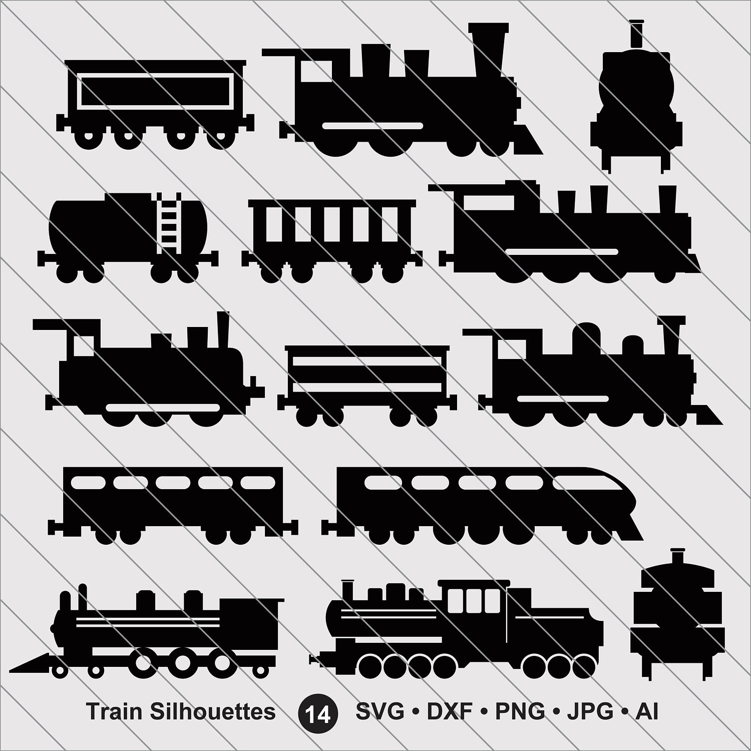 Download Train Silhouettes SVG Train Clipart bundle svg Train svg | Etsy