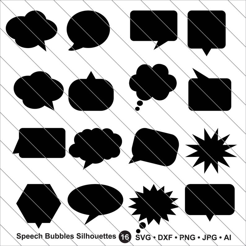 Speech Bubbles Silhouettes SVG Speech Bubble Svg Cut - Etsy