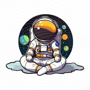 Meditación de astronauta PNG, Astronauta PNG, Diseño de sublimación de astronauta - Descarga digital