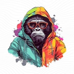Gorilla Wearing Streetwear Clipart, Teddy Bear PNG, Cool Bear PNG - Digital Download
