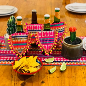 BEER PONCHOS x 4 / Christmas Gift Ideas / Cinco De Mayo / Mexican style decor / Stubby holder / Beer Gift / Taco bar / Party Favors