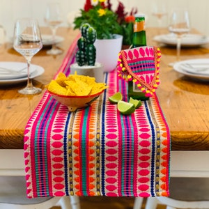 MEXICAN fiesta table runner / Cinco De Mayo / Bohemian Chic Table Runner / Boho Rainbow Runners / Serape Colorful Striped Table Runner