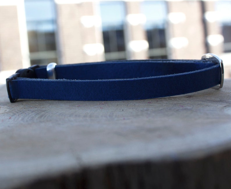 adjustable quick release Break Away Blue genuine leather cool cat collar with grey agate teardrop gemstone crystal charm personalized