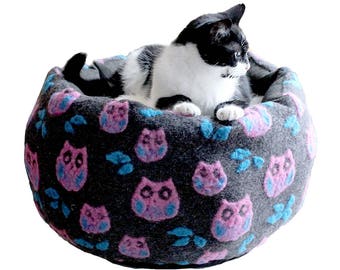 Wool cat bed designer unique posh cat pouf bed OWL, beds for cat, modern cat furniture, cat bed, pet bed, luxury cat  bed,  cat furniture