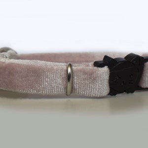 Pink velvet cat collar with bell  breakaway, soft fancy hip unique cat bunny collar