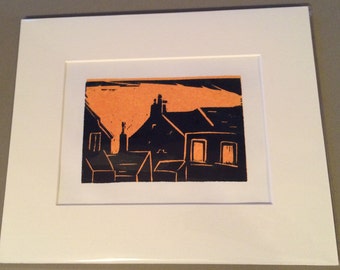 Lino Print - Terraced Houses