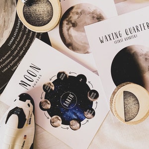 Phases of the Moon cards | Homeschool printable | Learning Cards | Educational Flash Cards | Montessori Cards | Full Moon | Space