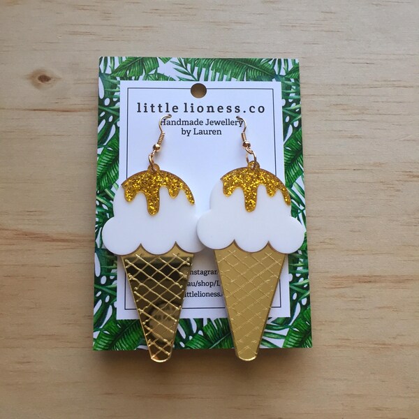 Acrylic Ice-Cream Dangles - acrylic earrings, acrylic dangles, teacher gift, statement jewellery