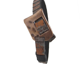 Black leather bracelet for men