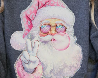 Pink Santa Christmas PNG: Retro Santa Design (Digital Download)