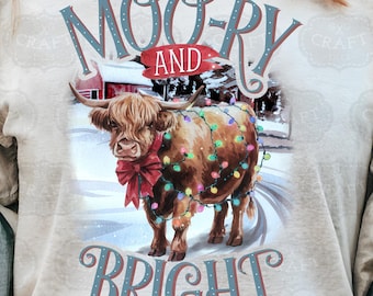 Christmas Highland Cow PNG: Festive Sublimation Design (Digital Download)