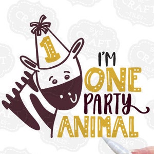 fêtard svg, svg de fête d'anniversaire, premier anniversaire svg, svg de un an, fille svg, svg garçon, dessins, one party animal svg, 1er anniversaire