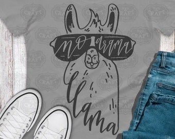 No Drama Llama SVG: Hand-Drawn Animal Clipart (Digital Download)