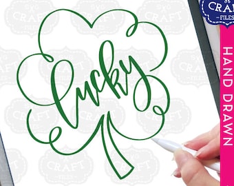 Lucky Shamrock SVG: St Patricks Day klavertje vier (digitale download)