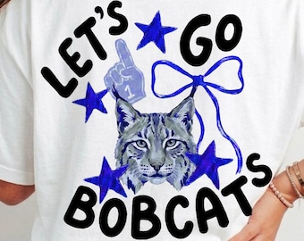 Forza Bobcats PNG, Maglietta con mascotte Bobcat, Fiocco per lo spirito scolastico, Mamma che fa il tifo per il giorno della partita, Stelle dorate, Download digitale per l'orgoglio della squadra