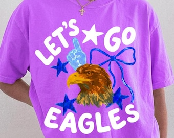 Vamos Eagles PNG, Camiseta para torcer pelo seu time, Laço com o mascote da águia, Ideal para mães que torcem nos jogos, 4 opções de cores, Download digital para times esportivos