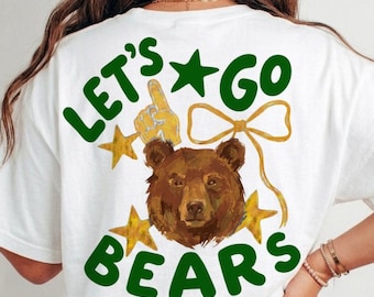 Vamos, Ursos! PNG, Camiseta para torcer pelo time da escola, Laço com mascote de urso, Ideal para mães que torcem nos jogos, 4 opções de cores, Download digital para times esportivos