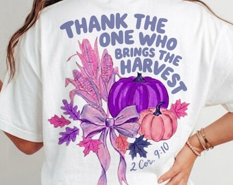 Agradeça Àquele que Traz a Colheita PNG, 2 Coríntios 9:10, Estampa Floral Cristã para Camiseta de Outono