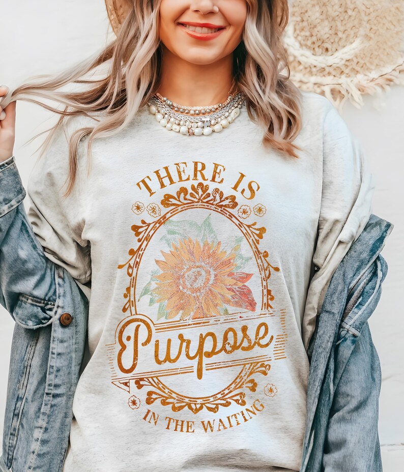 There Is Purpose in the Waiting PNG, Retro Christian DTF File, Bible Verse Sublimation Design, Motivational Faith png, Jesus Digital File