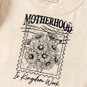 Feminine Christian motherhood sublimation design with floral bouquet stamp and kingdom work message