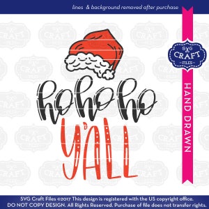 Puede incluir: Un dise&ntilde;o navide&ntilde;o negro y rojo con un gorro de Pap&aacute; Noel y el texto "hohoho yall".