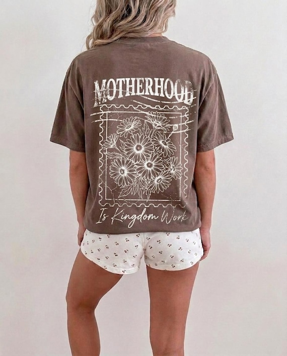 Motherhood Is Kingdom Work PNG Bundle | Vintage Floral Christian Mom Shirt Design | Retro Faith Mother’s Day Front and Back Graphic