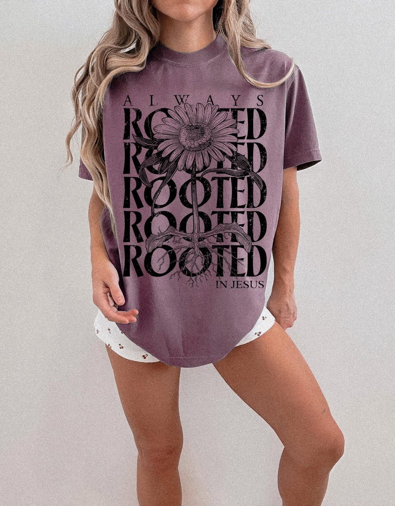 Floral Christian shirt design for women and church groups.