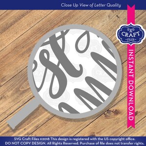 May include: Close-up view of the letter quality for a digital design file. The design features the word "Mom" in a handwritten style. The image shows a magnifying glass over the design to highlight the detail.