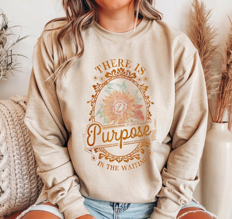 There Is Purpose in the Waiting PNG, Retro Christian DTF File, Bible Verse Sublimation Design, Motivational Faith png, Jesus Digital File