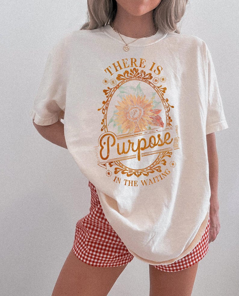 There Is Purpose in the Waiting PNG, Retro Christian DTF File, Bible Verse Sublimation Design, Motivational Faith png, Jesus Digital File